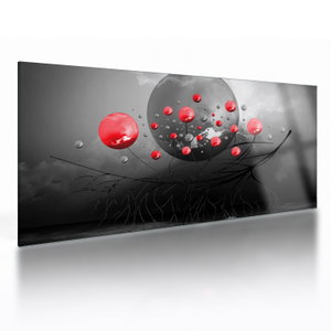 Glasschilderij - Rode abstracte ballen (V020098V10050GD)