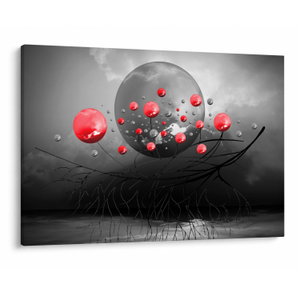 Schilderij - Rode abstracte ballen (V020098V10070)