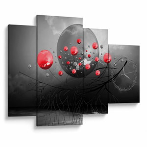 Schilderij - Rode abstracte ballen (met klok) (V020098V11075C)