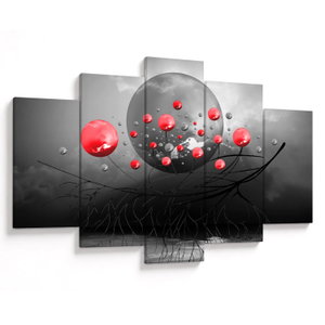 Schilderij - Rode abstracte ballen (V020098V150105)