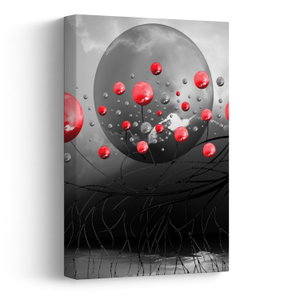 Schilderij - Rode abstracte ballen (V020098V2030)