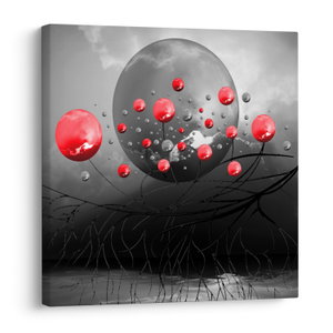 Schilderij - Rode abstracte ballen (V020098V4040)