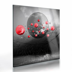 Glasschilderij - Rode abstracte ballen (V020098V4040GD)