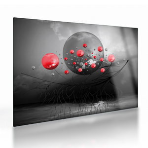 Glasschilderij - Rode abstracte ballen (V020098V7050GD)