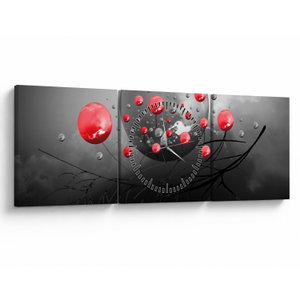 Schilderij - Rode abstracte ballen (met klok) (V020098V9030C)