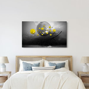 Schilderij - Gele abstracte ballen (2)