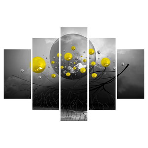 Schilderij - Gele abstracte ballen (6)