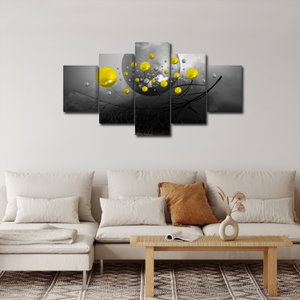 Schilderij - Gele abstracte ballen (2)