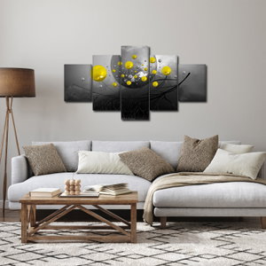 Schilderij - Gele abstracte ballen (4)