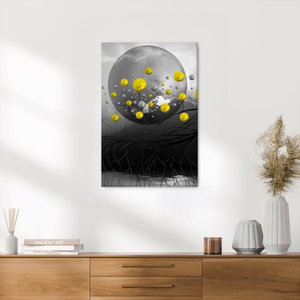 Schilderij - Gele abstracte ballen (2)