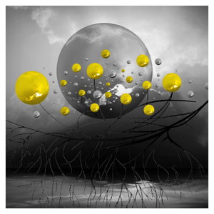 Glasschilderij - Gele abstracte ballen (5)