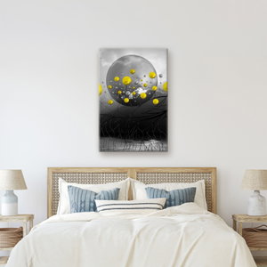Schilderij - Gele abstracte ballen (2)