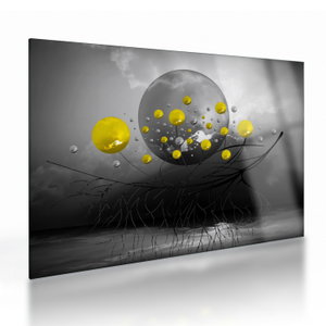 Tablou pe sticlă - bile abstracte galbene (V020100V7050GD)