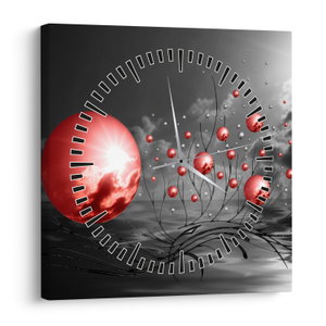 Schilderij - Rode ballen (met klok) (V020107V3030C)