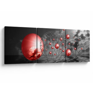 Schilderij - Rode ballen (met klok) (V020107V9030C)