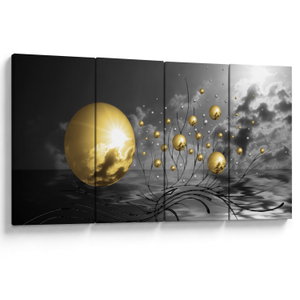 Leinwandbild von ockerfarbenen Kugeln