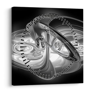 Schilderij - Moderne grijze abstractie (met klok) (V020118V3030C)