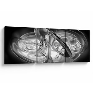 Schilderij - Moderne grijze abstractie (met klok) (V020118V9030C)