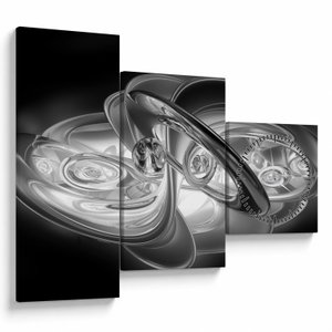 Schilderij - Moderne grijze abstractie (met klok) (V020118V9070C)