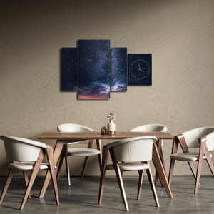 Schilderij - Sterrenhemel (met klok) (2)