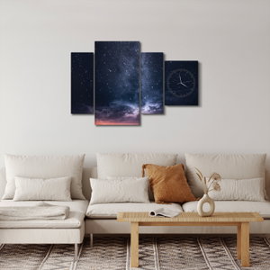 Schilderij - Sterrenhemel (met klok) (3)