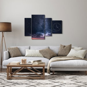 Schilderij - Sterrenhemel (met klok) (4)