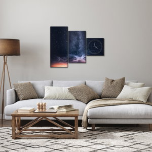 Schilderij - Sterrenhemel (met klok) (2)