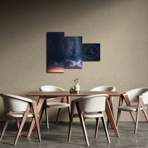 Schilderij - Sterrenhemel (met klok) (3)