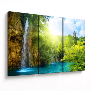 Schilderij - Watervallen in regenwoud