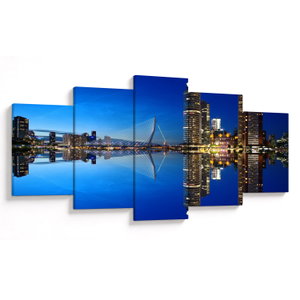 Schilderij - Rotterdam bij nacht