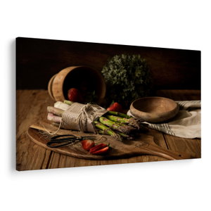 Schilderij - Asperges op tafel