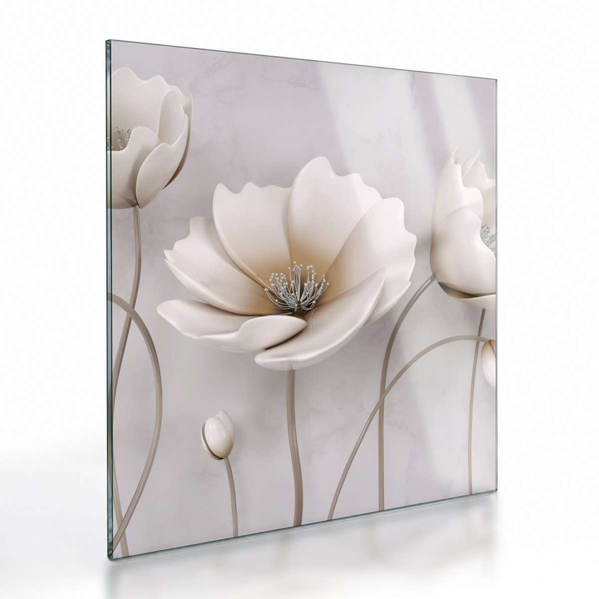 Glasbild von weißen Blumen
