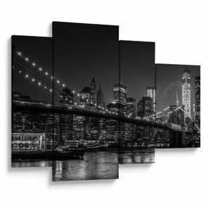 Obraz Brooklyn mostu v New Yorku (s hodinami)