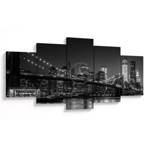 Schilderij - Brooklyn brug in New York (met klok) (V020940V15080C)