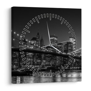 Schilderij - Brooklyn brug in New York (met klok) (V020940V3030C)