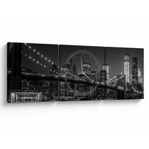 Schilderij - Brooklyn brug in New York (met klok) (V020940V9030C)