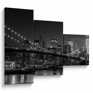 Schilderij - Brooklyn brug in New York (met klok) (V020940V9070C)