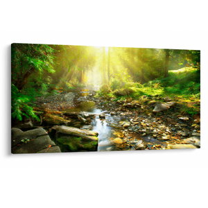 Schilderij - Rivier in groen bos (V020942V12070)