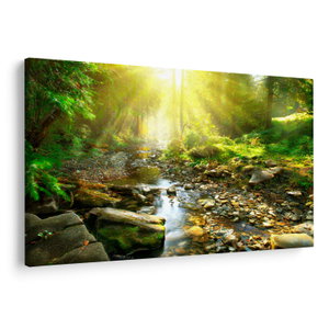 Schilderij - Rivier in groen bos (V020942V12080)