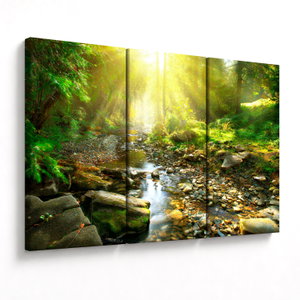 Schilderij - Rivier in groen bos (V020942V120803PCS)