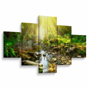 Schilderij - Rivier in groen bos (V020942V12570)