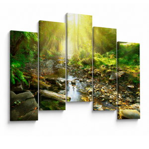 Schilderij - Rivier in groen bos (V020942V12590)
