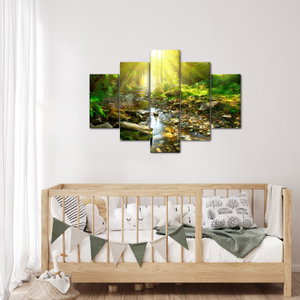 Schilderij - Rivier in groen bos (3)