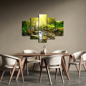 Schilderij - Rivier in groen bos (4)