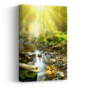 Schilderij - Rivier in groen bos (V020942V2030)