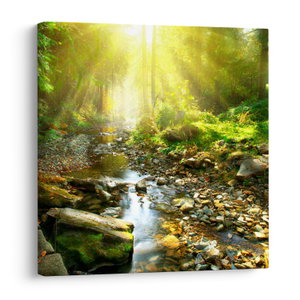 Schilderij - Rivier in groen bos (V020942V5050)