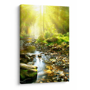 Schilderij - Rivier in groen bos (V020942V6090)