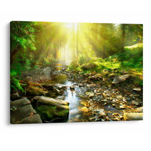 Schilderij - Rivier in groen bos (V020942V7050)