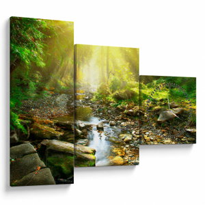 Schilderij - Rivier in groen bos (met klok) (V020942V9070C)