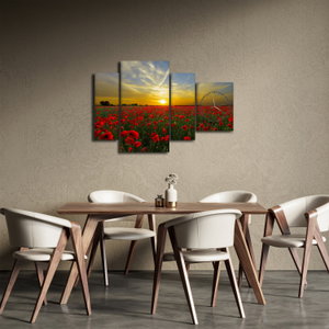 Schilderij - Klaprozenveld (met klok) (3)